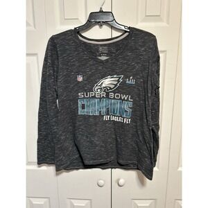 Philadelphia Eagles Women Long Sleeve V-Neck Super Bowl 52 Championship Shirt XL